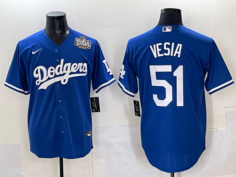 Men Los Angeles Dodgers #51 Vesia Blue Nike MLB 2025 Jersey style 05